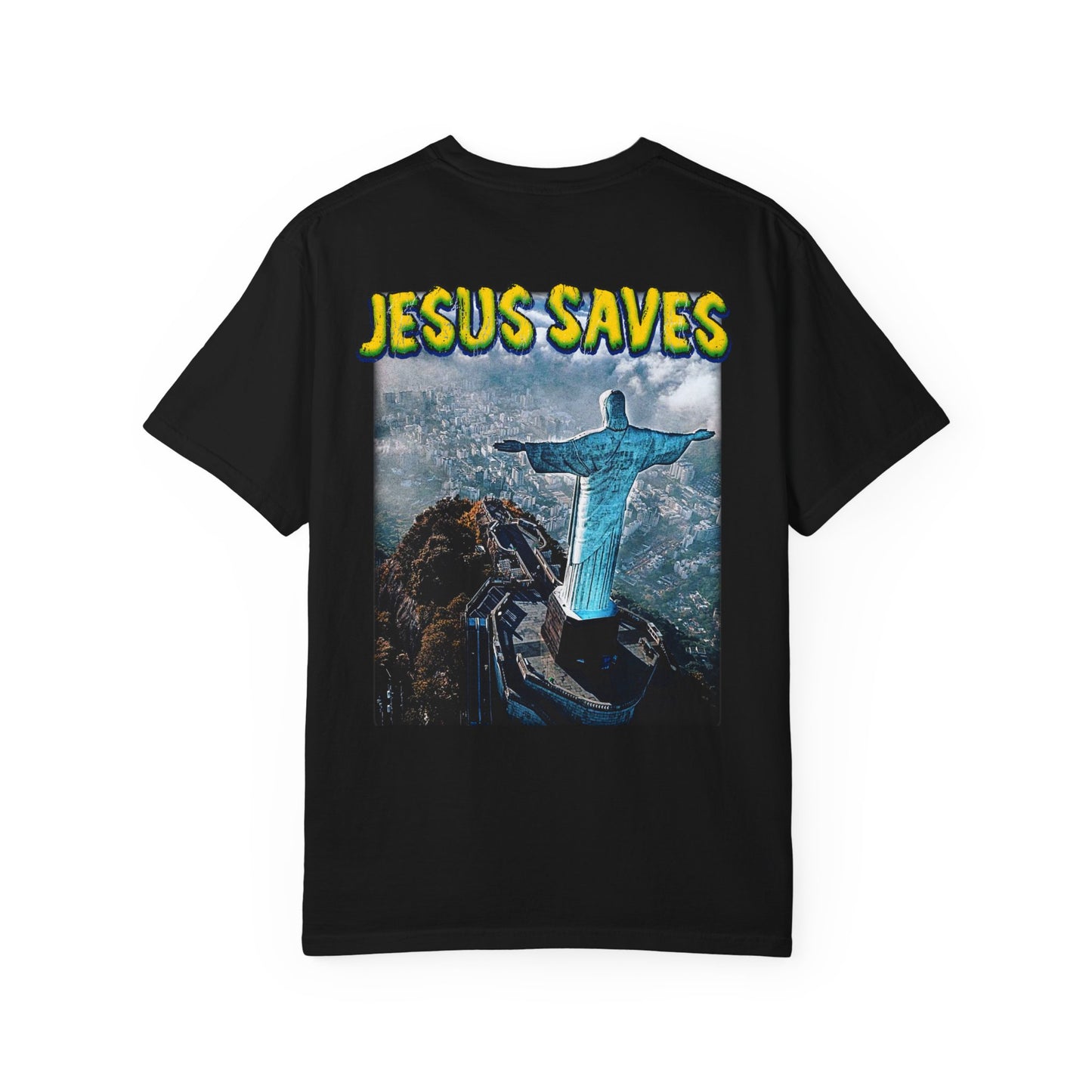 Unisex Garment-Dyed T-Shirt: 'Jesus Saves' Graphic Tee, Comfortable Casual Wear, Unique Faith-Based Gift, Summer Style, Streetwear